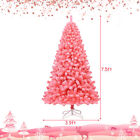 7 5 Ft Artificial Snow Flocked Pink Christmas Tree Unlit Xmas Pvc Tree