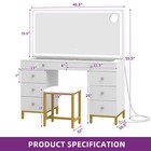 White Vanity Desk Set With Led Light Mirror 3 Lighting Colors W  Power Outlet