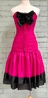 Vintage 1980s Victor Costa Strapless Prom Dress Fuschia Black   Extra Small