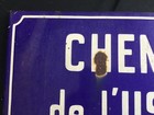 Antique French Street Sign Heavy Gauge Metal And Vitreous Enamel   Rusted Mount