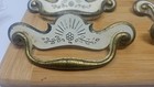 Set Of 8 Vintage Ch-2246 Canada Brass Drawer Pulls White Painted Floral Sunburst