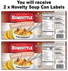 2 X Funny Finger Noodle Soup Can Labels - Great Prank Joke Gift - Kitchen Decor