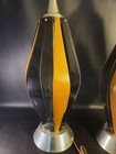 Vintage 1970 s Table Lamps Smokey Plexiglass And Wood Mid Century No Shades