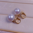 Classic  10-11mm South Sea Round White Pearl Earring  t 