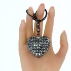 Heart 3d Shaped Keychain Crystal Black Bling Rhinestone Charm Key Chain