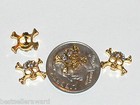 2 Pc Miniature Dollhouse Tiny Rounded Flatbacks Crystal Halloween Skull Golden  