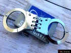 New Police Silver Steel Hinged Double Lock Security Handcuffs W Keys Heavy Duty