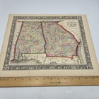 Usa Georgia Alabama 1860 Mitchell Large Antique Detailed Map 19th Century