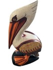 12    Pelican On Piling Hand Carved Wood Tropical Sculpture Bird Decor