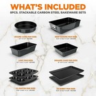 Nutrichef 8pcs  Stackable Carbon Steel Bakeware Sets - Non-stick Coating  black 
