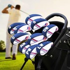 10 Pcs Golf Head Cover Set Club Iron Headcovers Protect Set Neoprene Us Flag