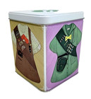 Girl Scout Brownie Tin Cookie Jar Depicting Four Vintage Original Uniforms