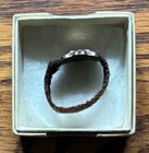 Antique Victorian Mourning Hair Ring Woven Hairwork Jewelry Scroll Front