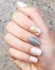 Kiss Impress Press-on Gel Nails Shocking Nude Beige Gray Gold Chevron Decal