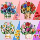 4 Pack Paper Flower Pop Up Cards  Flower Bouquet Card Popup 3d Greeting Cards Fo