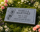 Custom Gray Granite Grave Marker Cross   Flower Memorial Headstone