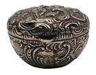 Antique Foreign Sterling Silver Round Pill Box Courting Scene
