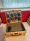 Wicker Picnic Basket  Willow Weave Blue 4 Person Set  17 w By 13 d By 7 5 h 