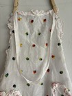 Vintage Hand Embroidered Apron With Apple Pattern 2 Pockets And Frilly Trim 