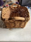 Vintage Rustic Rectangular Woven Wicker Storage Basket W handles 19wx11dx6h