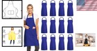 12-pack Royal Blue Unisex Bib Aprons With 2 Pockets - Perfect For All Occasions