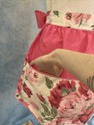 Vintage 1960s Pink Floral Handmade Half Apron Pockets Spring Easter Minor Flaws