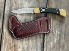 Deluxe Leather Pocket Knife Sheath Buck 110 Case Xx Trapper