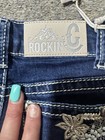 Rockin C Girls Dark Wash Blue Bootcut Jeans Size 5 Embroidered Pockets Mpn