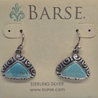 Signed Barse Turquoise 925 Sterling Silver Triangle Shape Earrings - Brand New