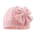 Winter Warm Knitted Baby Hat For Girls Cotton Lined Infant Toddler Hat Bow