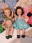 Lot Of Vintage Madame Alexander-kin Dolls Bent Knee Walker Sleep Eye W Dresses