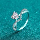 2 30ct Heart Cut Real Moissanite Multi Row Engagement Ring 14k White Gold Plated