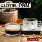 Vintage Glass Coffee Mug Set Of 6  14 Oz Teacups With Handles 