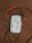 Coach North south C7380 Silver blue Zip Phone Crossbody With Floral Bow Print