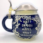 German Beer Stein Thewalt Vintage Cobalt Blue Hand Impressed Pewter Lid Germany