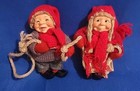 Vtg Set Of Scandinavian Gnome Troll Elf Dolls Figurines Christmas Decor
