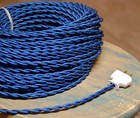 Royal Blue Twisted Cloth Covered Wire  Vintage Style Lamp Cord  Antique Lights