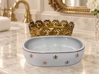 Vtg Matson 24k Gold Plated Porcelain Soap Dish Fleur De Lis Hollywood Regency