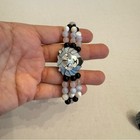 Vintage Lee Sands Lion Mother Of Pearl Micromosaic Bracelet   Stud Earrings Set