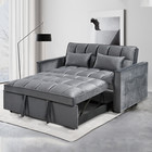 Modern Velvet Loveseat Futon Sofa Couch Pullout Bed  Small Love Seat Lounge Sofa