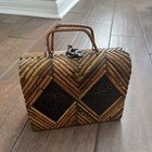 Vintage Boho Wooden Clutch Bag Embossed Small