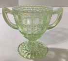 Imperial Glass Beaded Block Green Cream And Sugar Uv Glows Vintage Depression
