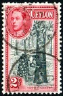 Lot Of 2 Ceylon 2c Red- 6c Blue  Postage Stamps George Vi Used 78 years Old 