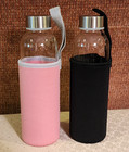 Lot Of 2 Yeboda Glass Water Bottles 18 Ounce Pink And Black W  Screw-on Lids
