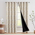 100  Blackout 2 Panels Window Curtains Black Back Luxury Retro Print Curtains