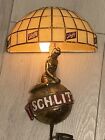 Vintage Schlitz Beer Wall Sconce Light Girl On Globe