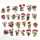 Red Potted Flower Stickers Scrapbooking Junk Journaling Collage