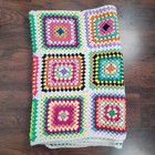 Vtg Handmade Granny Square Afghan Blanket Crochet 84x62 Multicolor Warm 84 X 62
