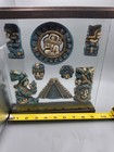 Vintage Aztec Mayan Style 3d Shadow Box Glass Wood Mexican Folk Art Decor