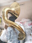 Sousaphone Biig Tuba 25  Bell In Pure Brass In Gold Polish free Cases  Free Ship